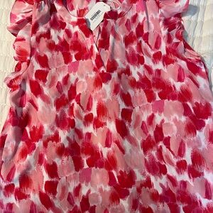 Vibrant Pink and Red Ruffle Sleeve Blouse